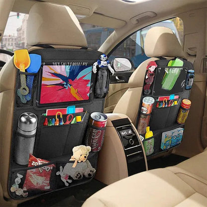 Car Backseat Organizer with Touch Screen Storage Pockets Cover Car Seat Back Protectors for Travel Trip Kids Car Accessories