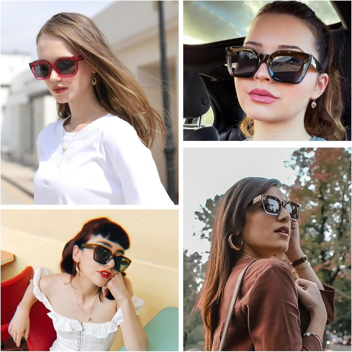 Classic Women Sunglasses Fashion Thick Square Sun Glasses Chunky Frame UV400 B2471