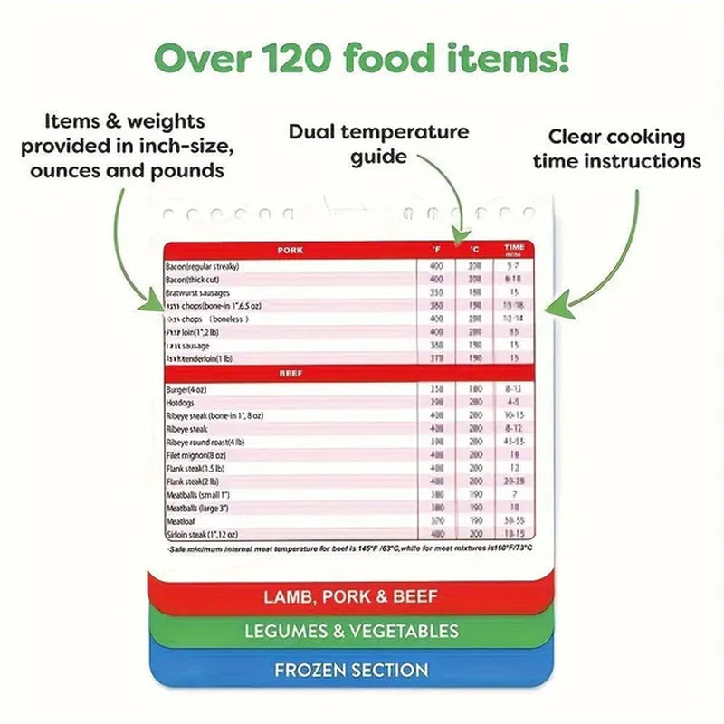 Air Fryer Cheat Sheet Magnets - Ultimate Accessories for Cooking Enthusiasts - Easy-to-Use Cooking Times Chart, Conversion Guide, Measurement Conversions, and More!