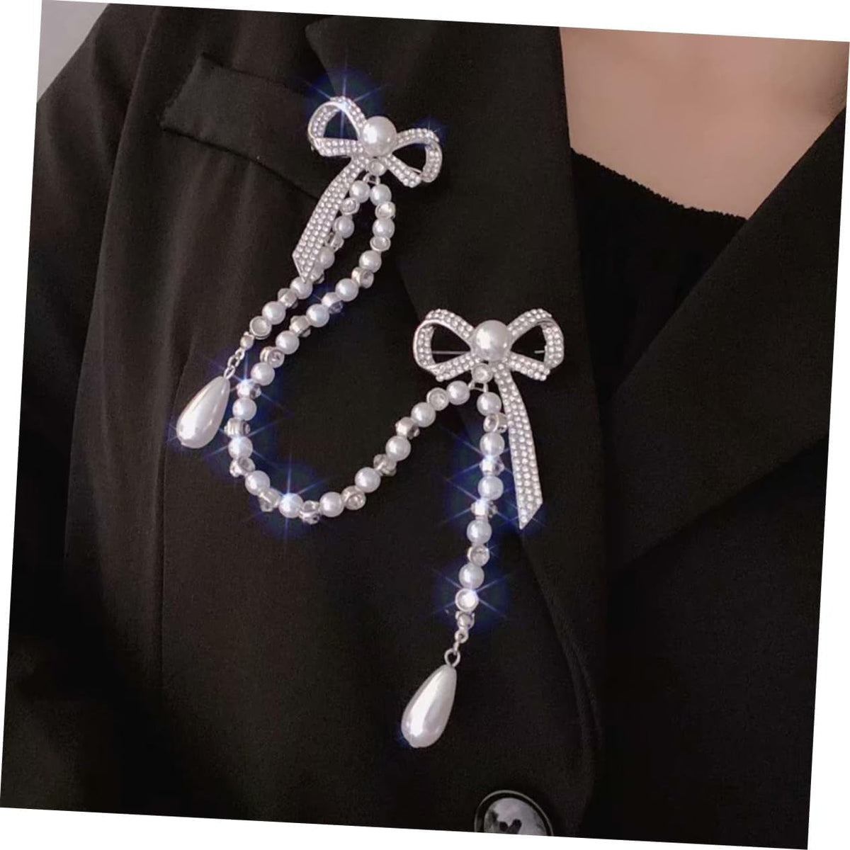 Diamond Tassel Pearl Brooch Chain Alloy Shiny Corsage Women'S Unique Brooch for Parties and Daily Wear