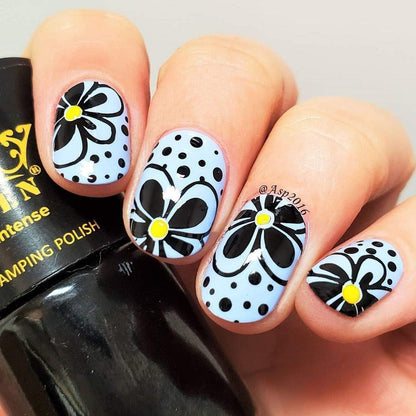 MUST HAVE Stamping Polish Collection Set Big 5-FREE Formula Nail Color Lacquer (805 - Black Jack + 806 - Pure White) - BH000872