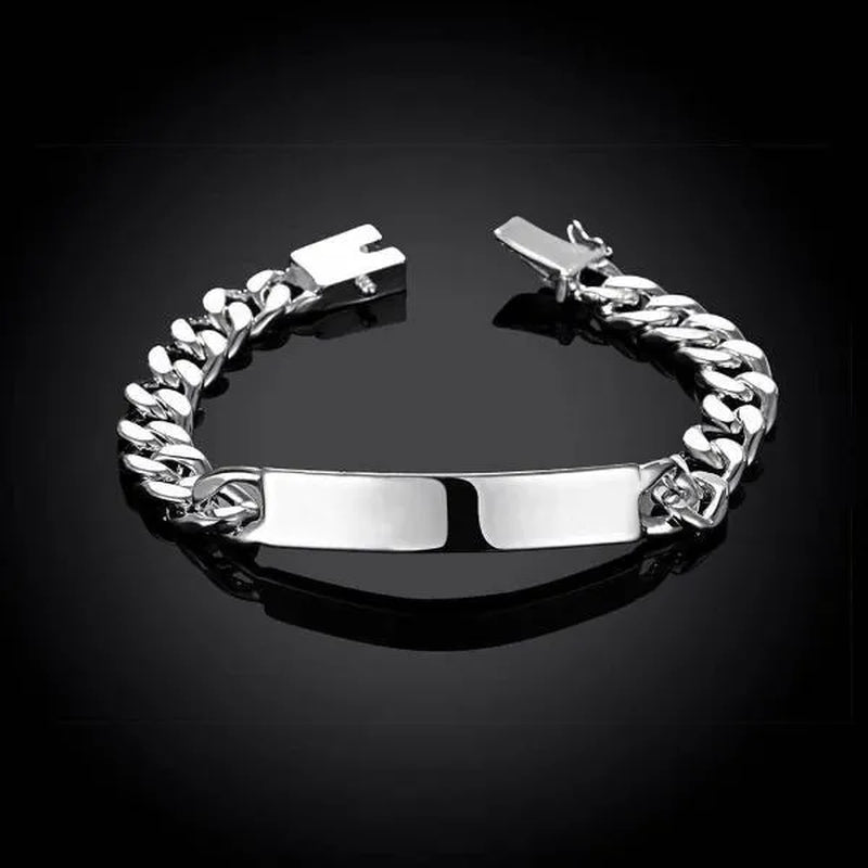Charm 925 Sterling Silver Design Noble Pretty 10MM Mens Chain Jewelry Fashion Geometric Bracelet