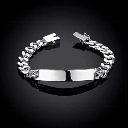 Charm 925 Sterling Silver Design Noble Pretty 10MM Mens Chain Jewelry Fashion Geometric Bracelet