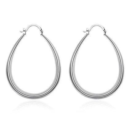 925 Sterling Silver Smooth Circle 41mm Hoop Earrings for Women Lady Gift Fashion Charm Wedding Jewelry