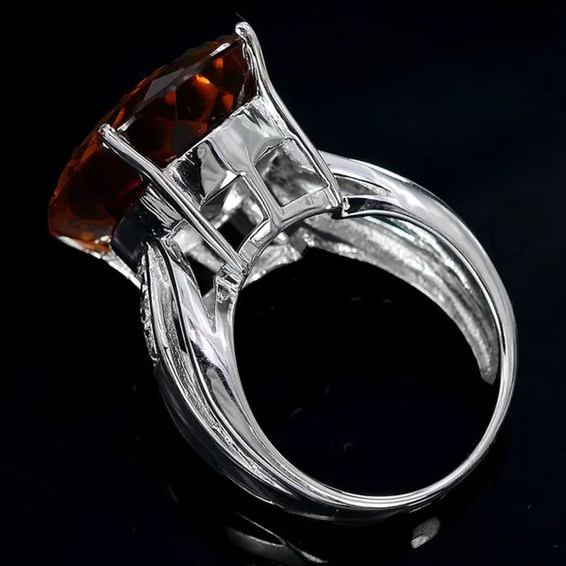Fashion Womens Orange Sapphire Engagement ring Size 6-10