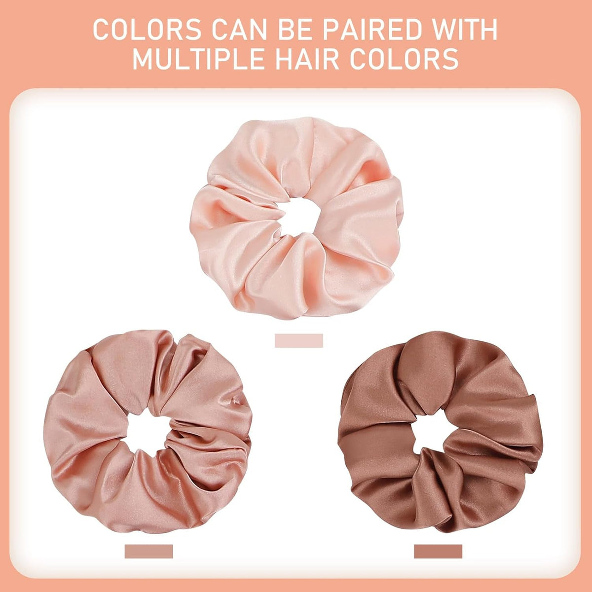 Soft Satin Scrunchies for Women, Non Slip, No Damage Scrunchies Hair Ties, Pack of 6
