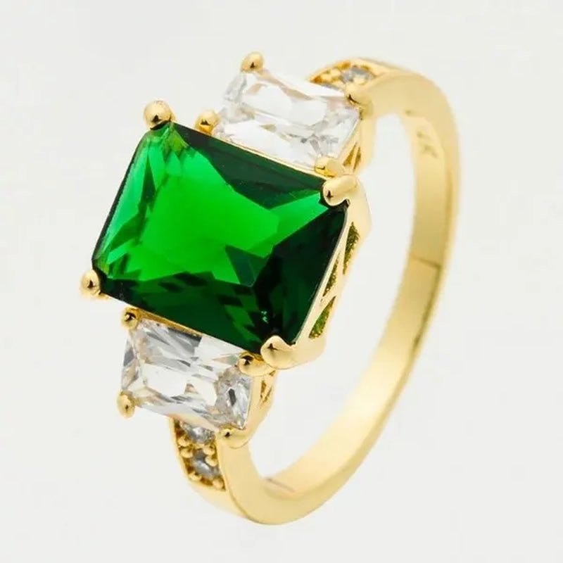 4-Color Natural 5.99CT Emerald/White/Alexandrite/Sapphire Diamond 14K Yellow Gold Ring Size 6-10