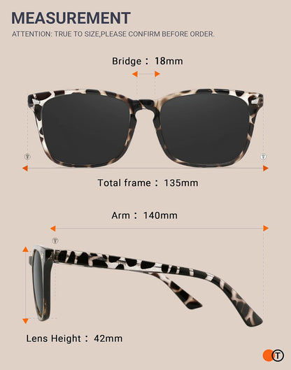 Polarized Sunglasses for Womens and Mens,Classic Square Frames Shades for UV Protection, Stylish and Trendy Sunnies
