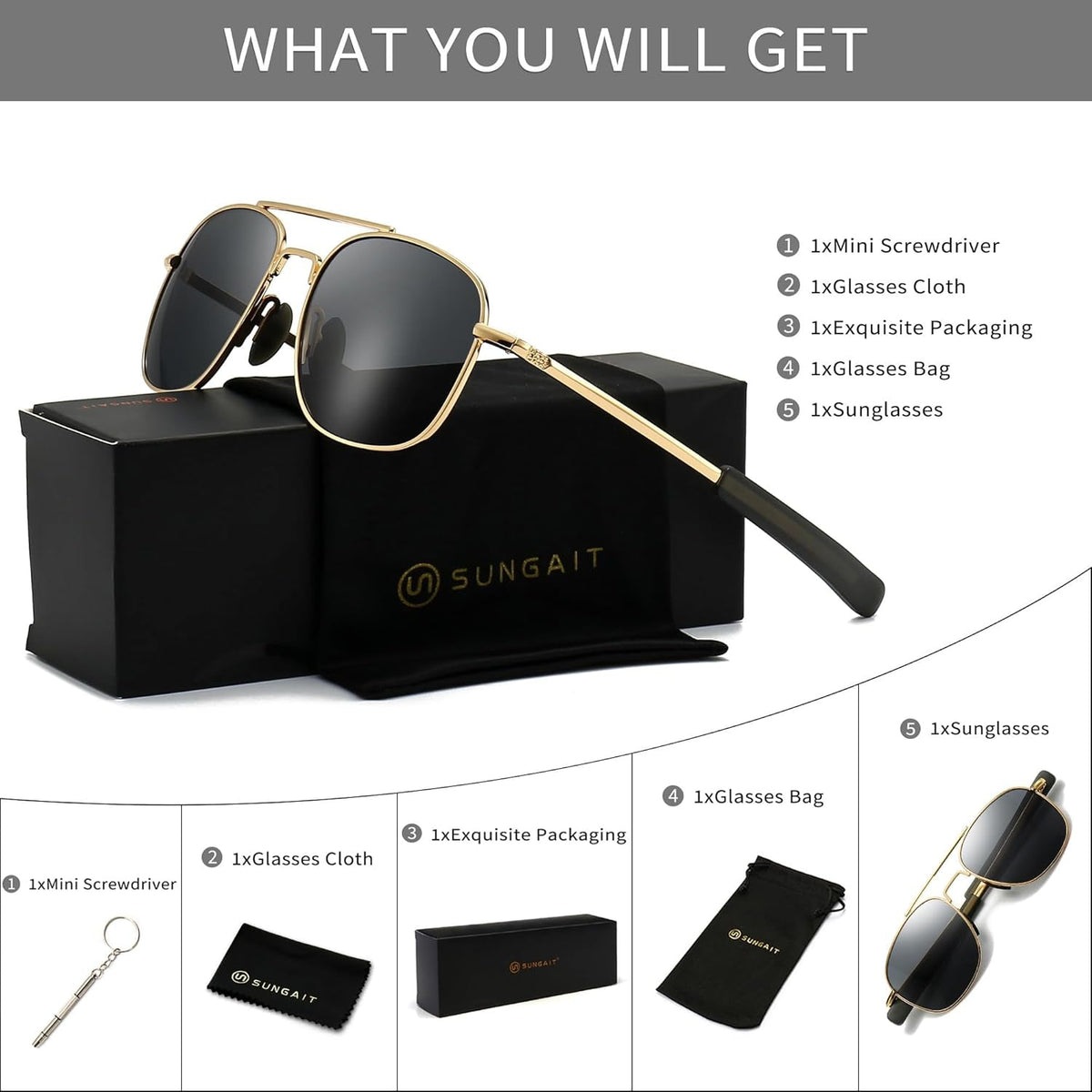 Men'S Military Style Polarized Pilot Aviator Sunglasses Bayonet Temples
