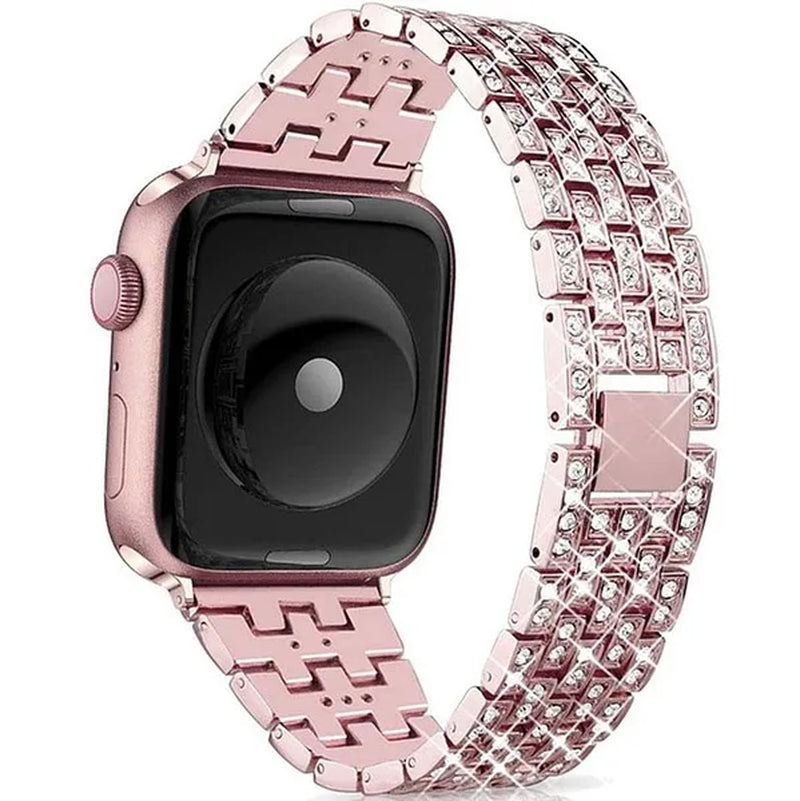 Compatible with Apple Watch Bands 44mm 42mm 40mm 38mm for iWatch Strap Series 6/SE/5/4/3/2/1 Replacement Metal Wristband Bling Diamond Band