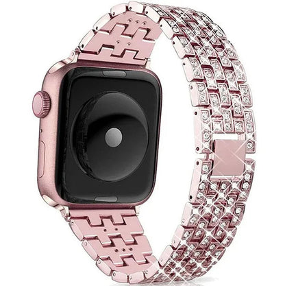 Compatible with Apple Watch Bands 44mm 42mm 40mm 38mm for iWatch Strap Series 6/SE/5/4/3/2/1 Replacement Metal Wristband Bling Diamond Band