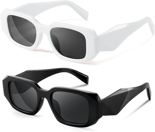 Trendy Rectangle Sunglasses for Women Men,Y2K Vintage Retro 90S Aesthetic Cool Driving Sunglasses