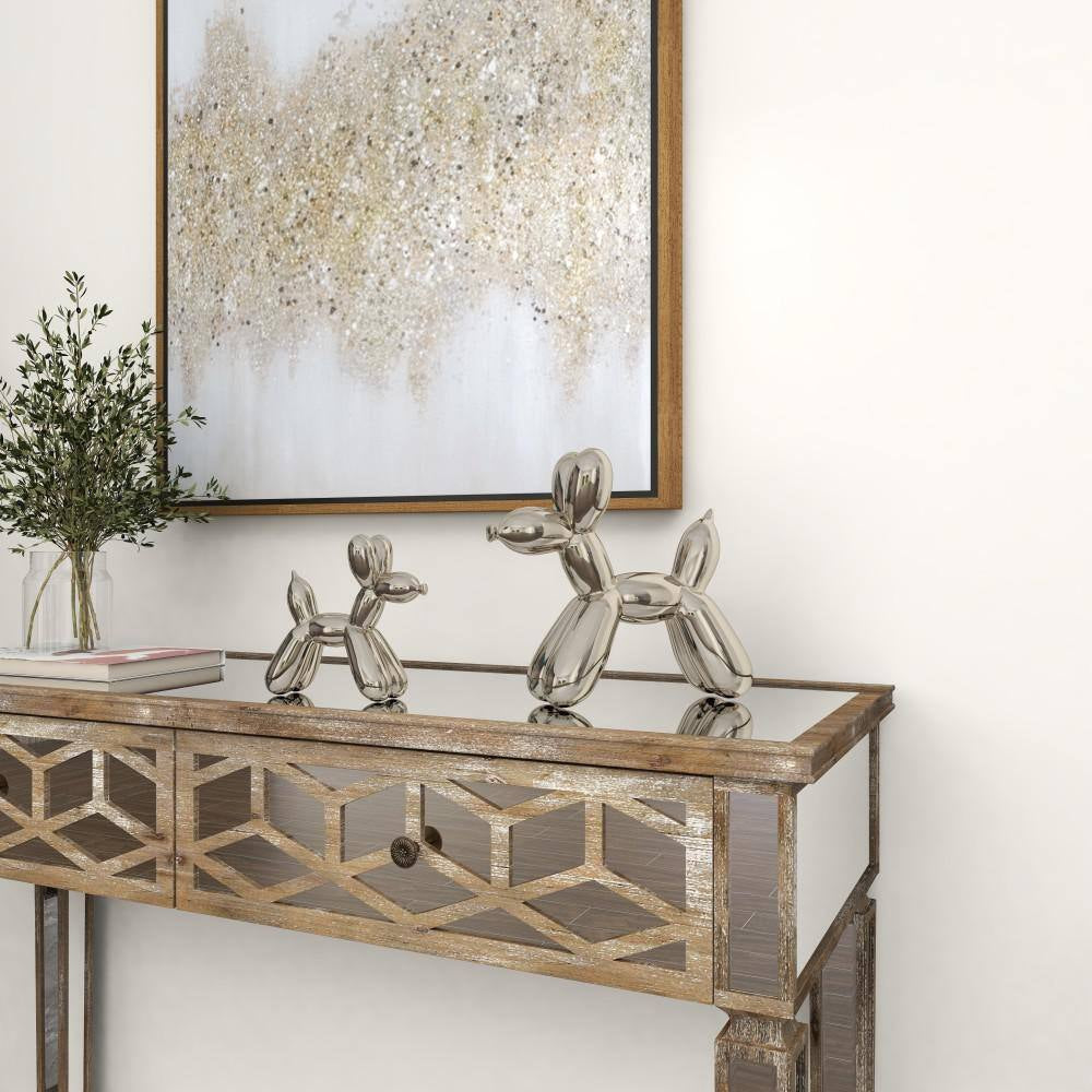 Silver Ceramic Balloon Dog Sculpture (Set of 2)