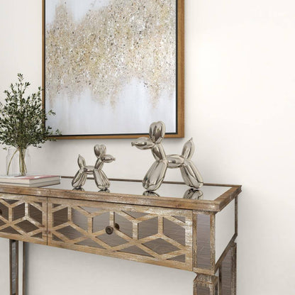 Silver Ceramic Balloon Dog Sculpture (Set of 2)