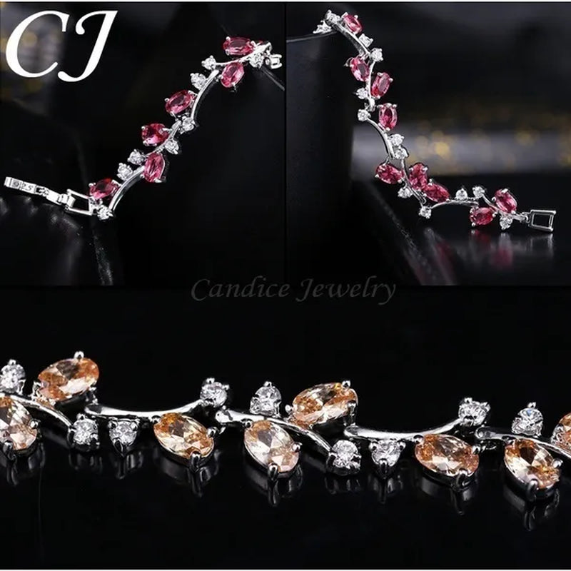 CANDICE Fashion Sterling Silver Bracelet Bangle With Emerald Green Crystal For Women Elegant Jewelry