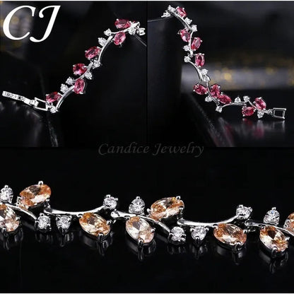 CANDICE Fashion Sterling Silver Bracelet Bangle With Emerald Green Crystal For Women Elegant Jewelry