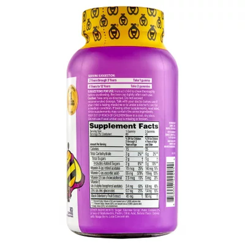 Zarbee'S Naturals Children'S Elderberry Immune Support Gummies, 80 Ct.