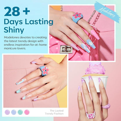 Gel Nail Polish Set, 6 Colors Easter Pastel Gel Polish Set with Nail Art Liner Brush, Soft Pink White Light Purple Blue Green Nude Spring Painting Nail Gel Polish Kit Mani DIY Salon Gifts
