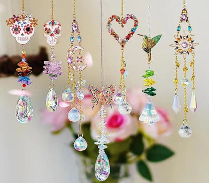 Crystal Rainbow Suncatcher with Rhinestones Hanging Glass Suncatcher for Window (MOON&STAR&SUN)