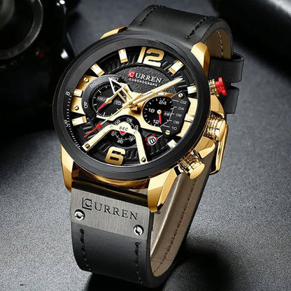 TOP SALE CURREN 8329 Mens Watches with Multi-function Quartz Chronograph Calendar Watch