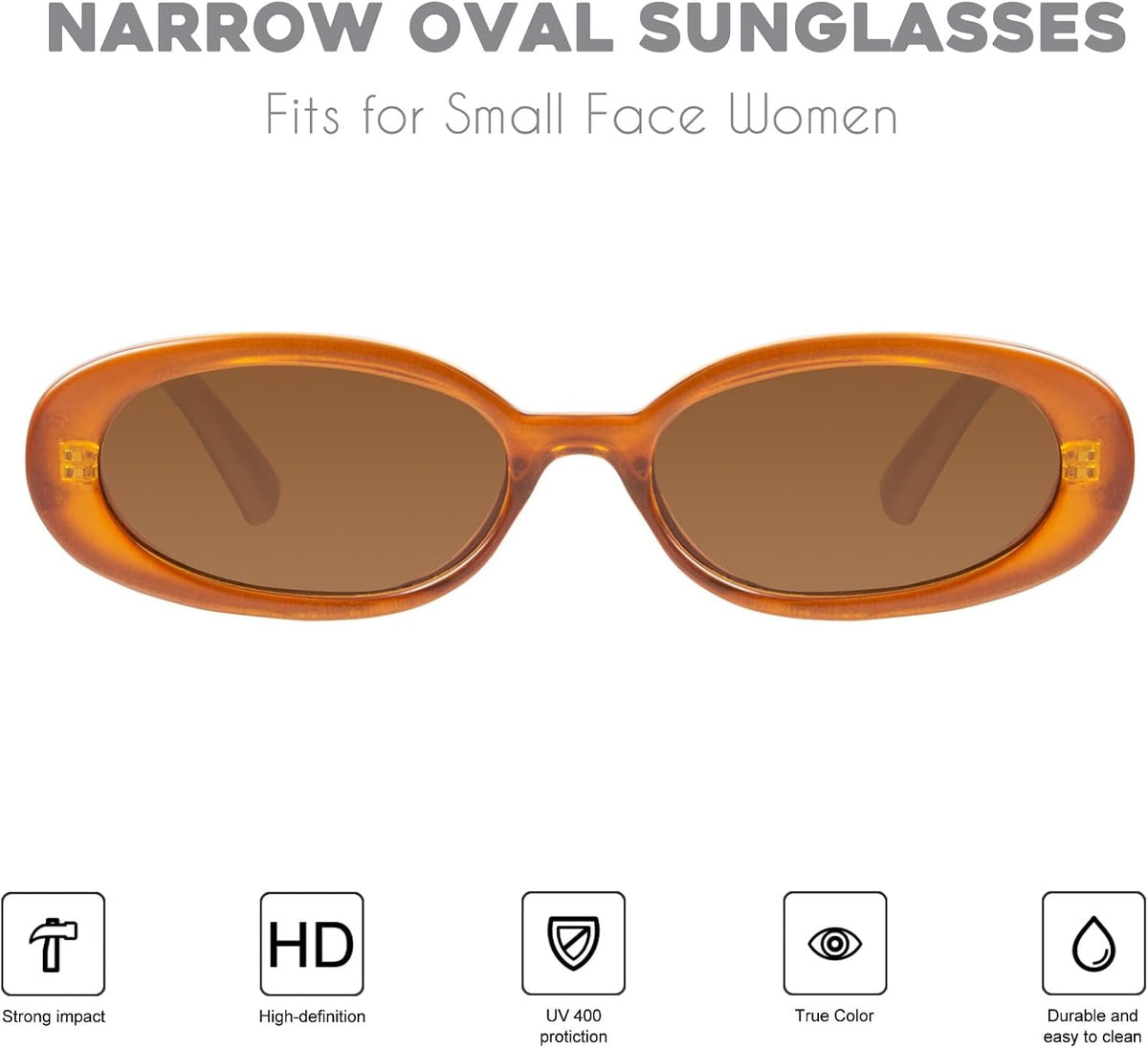 Retro Tiny Oval Sunglasses for Women with Small Face Narrow Style MS52360