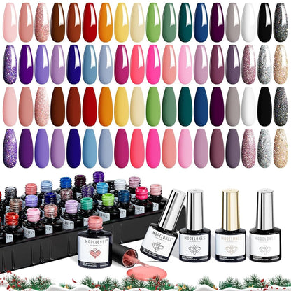 40 PCS Gel Nail Polish Set, 36 Colors Gel Polish All Seasons Collection with Base & Top Coat DIY Salon Home Easter Gifts for Women Girl