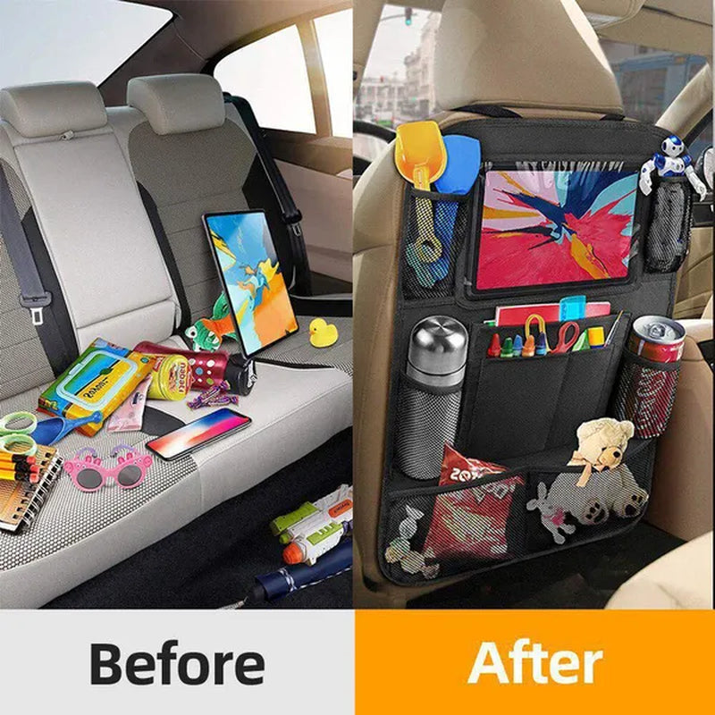 Car Backseat Organizer with Touch Screen Storage Pockets Cover Car Seat Back Protectors for Travel Trip Kids Car Accessories