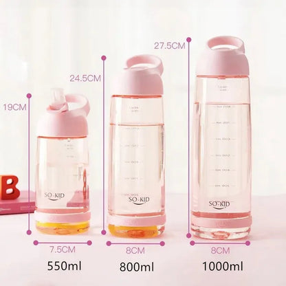 550/800/1000Ml Water Bottle with Straw, Portable Sports Shaking Bottle, Fitness Bottle, Children's Bottle, Baby Bottle