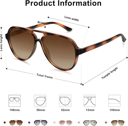 Classic Polarized Aviator Sunglasses for Women Men, Retro Trendy Aviators Shades SJ2201