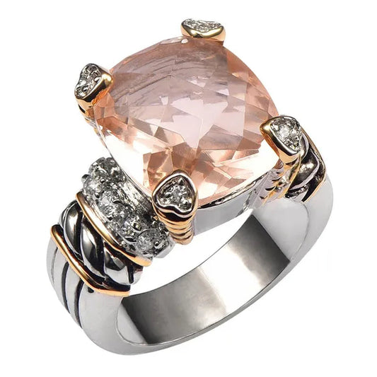 Morganite 925 sterling silver Gemstone Fashion Ring Size 6 7 8 9 10 F1441