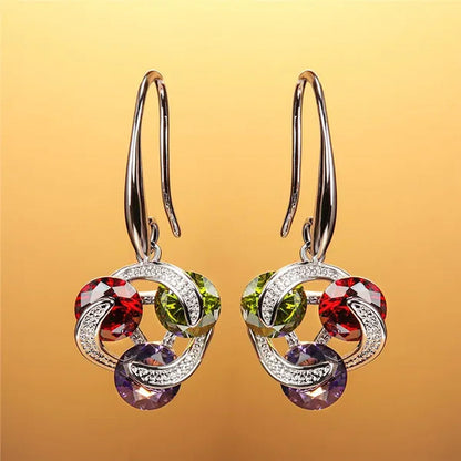 2020 New Fashion Mysterious Amethyst Peridot Ruby Drop Pendant Earrings Sterling Silver 925 Chic Diamond Charm Jewelry Surprise Gift