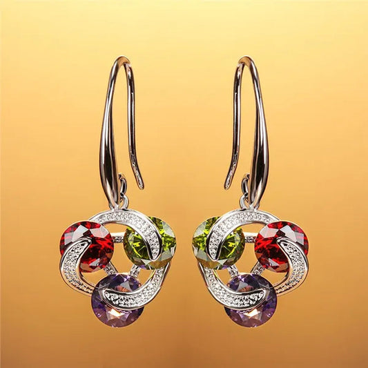 2020 New Fashion Mysterious Amethyst Peridot Ruby Drop Pendant Earrings Sterling Silver 925 Chic Diamond Charm Jewelry Surprise Gift