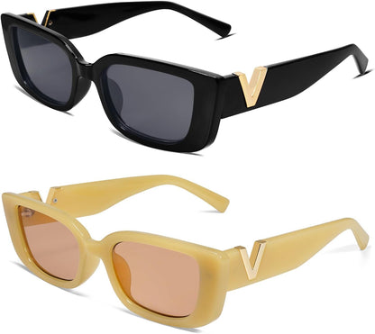 Rectangle Sunglasses for Women 90s Retro Trendy Y2K Classical Vintage Square Shades AR82037