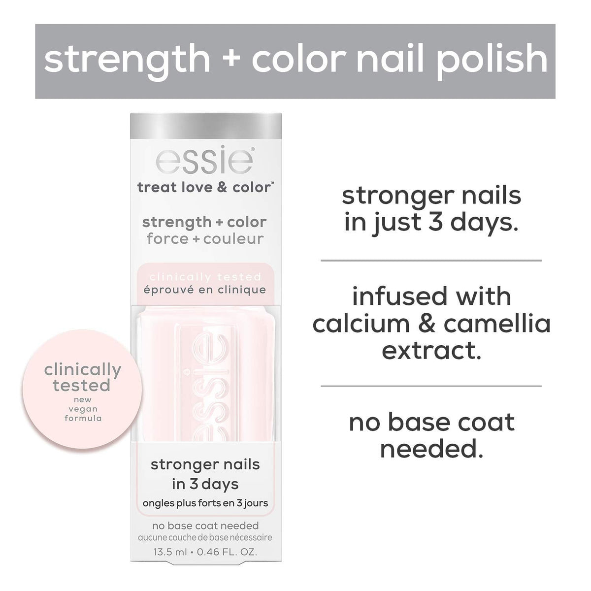 Treat,Love and Color, Strength and Color Nail Care Polish, Sheers to You, Sheer Pink, 0.46 Ounce