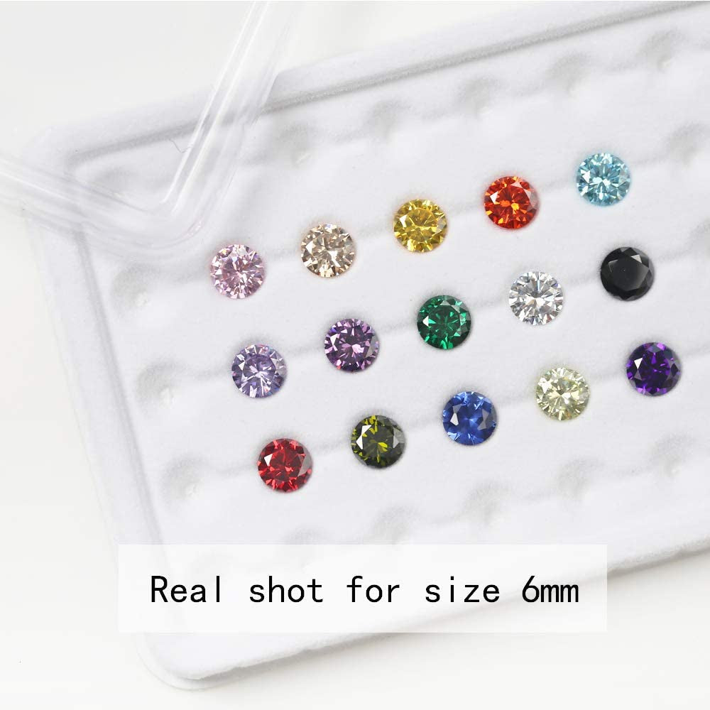 Round Cut 5A Cubic Zirconia Stone Mix 15 Colors Loose CZ Stones Synthetic Gemstone for Jewelry Making