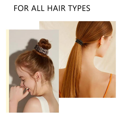 8 Pack Hair Ties Silk Scrunchies for Women Soft Satin Hair Scrunchies Elastic Hair Ties No Damage Ponytail Holders Rubber Bands Hair Accessories Gifts (Black (4 Pack))