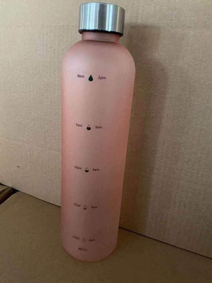 32 Oz Tritan/Bpa-Free Water Bottle W/Time Marker, Pink, Motivational Measurements W/Time & Volume, Frosted Plastic, EXTRA Lid for Gym, Sports, Travel, Fitness, or Work