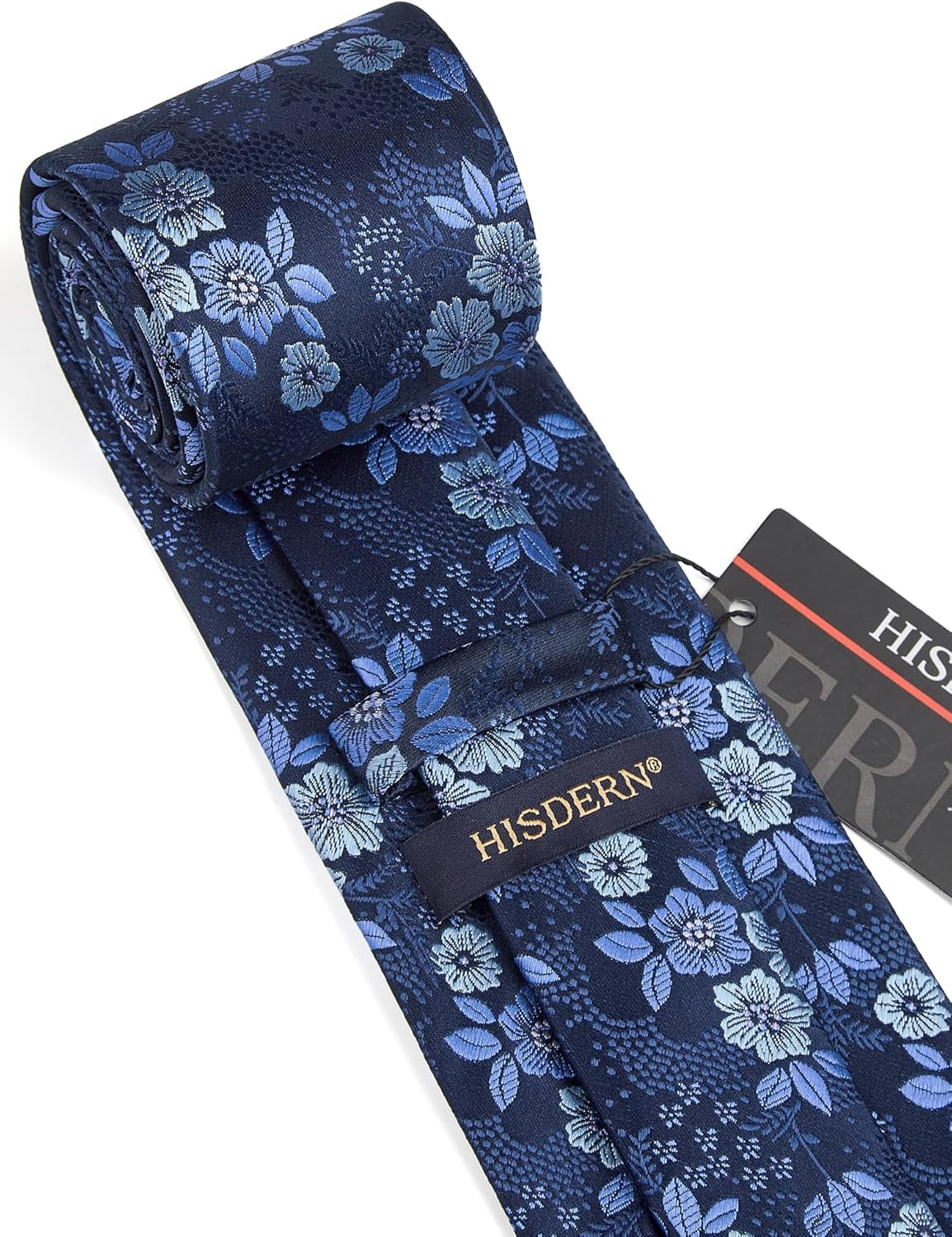 Extra Long Ties for Men Classic Floral Tie and Pocket Square Elegant Silk Necktie Handkerchief Set Wedding Party