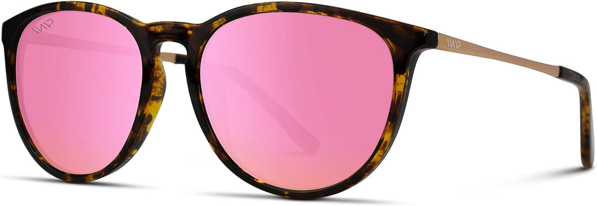 WMP Eyewear Round Sunglasses | Polarized UV Protection | Trendy Sunglasses for Women | Retro Designer Style