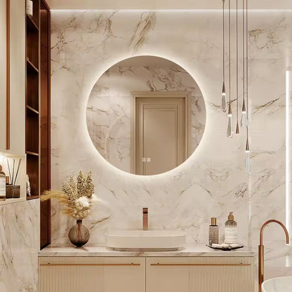 32 In. W X 32 In. H round Frameless LED Light with 3-Color and Anti-Fog Wall Mounted Bathroom Vanity Mirror