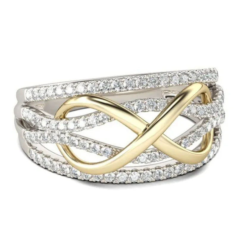 Wedding Engagement Ring Love Diamond Infinity Bowknot Rings for Women Rhinestone Jewelry