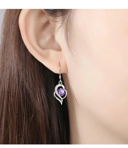 1 Pair Romantic and exquisite 925 standard Sterling Silver Diamond Love Earrings Love Heart Star White Sapphire Diamond Stud Earrings for Women Wedding Engagement Bride Jewelry Gift