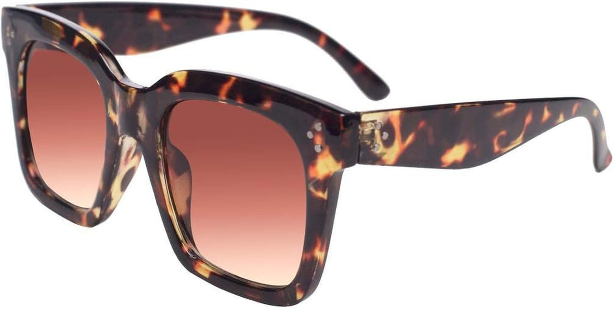 Vintage Women Oversized Sunglasses Designer Luxury Square Sun Glasses UV400 Protection Flat Lens
