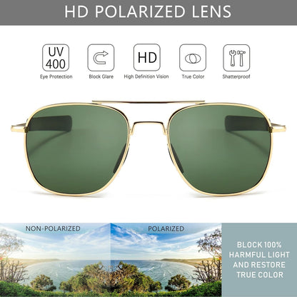 Men'S Military Style Polarized Pilot Aviator Sunglasses Bayonet Temples