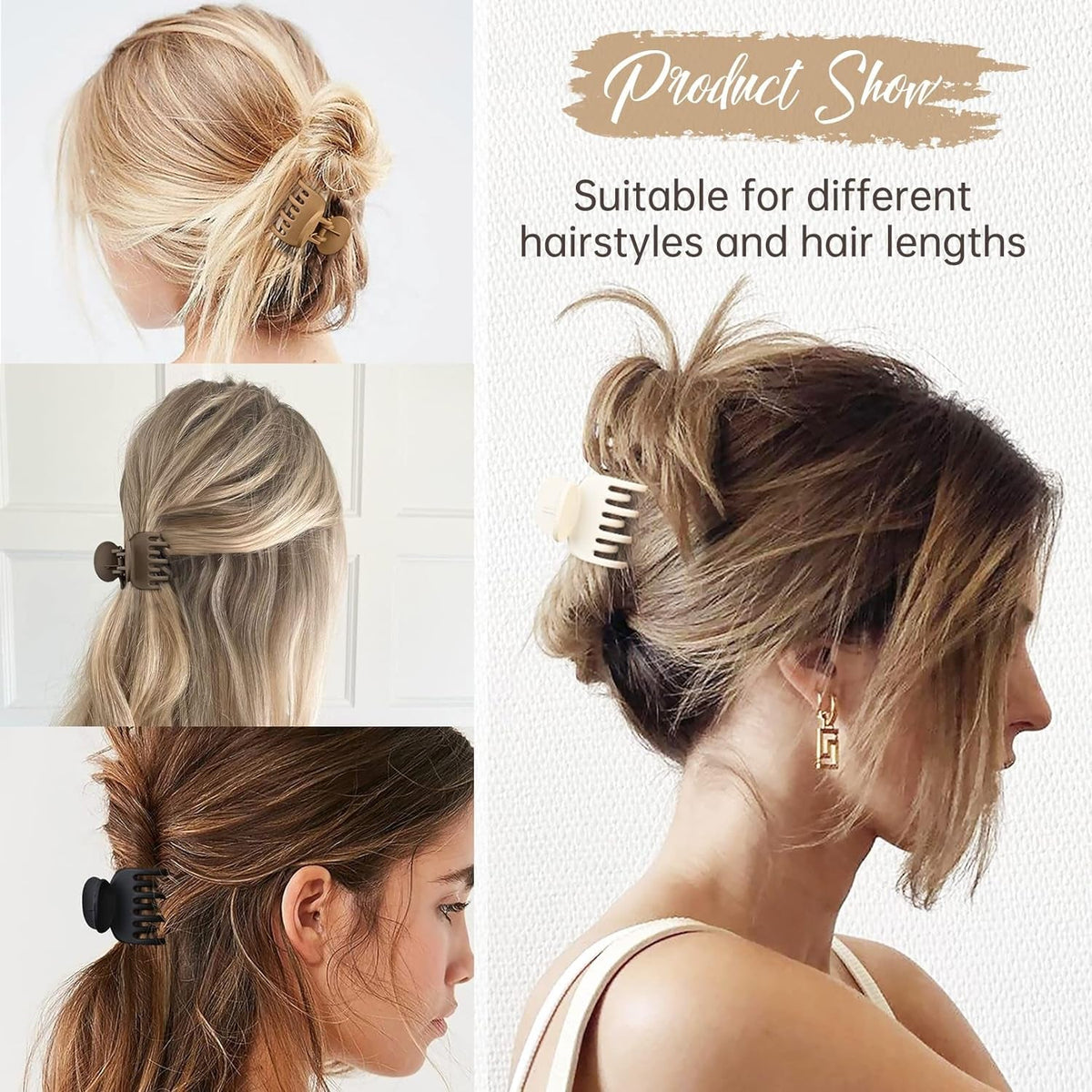 Double Row Teeth Hair Clips Small Claw Clips for Thin Hair 4 Pack 1.6" Medium Matte Non-Slip Short Hair Accessories for Women and Girls