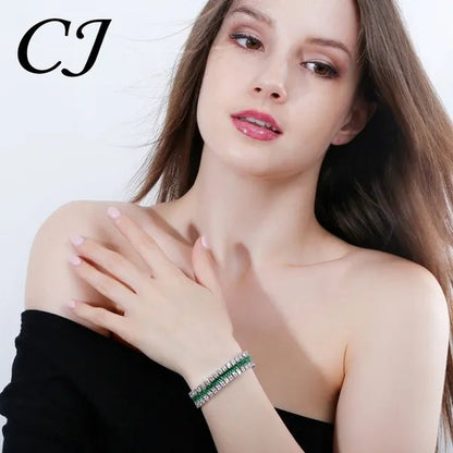 CANDICE Sparkling Wedding Bangle Jewelry Design Luxury Cubic Zirconia White Gold Plated Bridal Wide Bracelet For Women