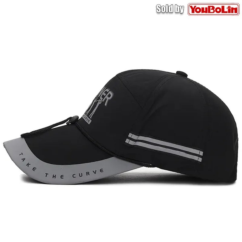 Extended Brim, quick drying fabric,  Reflective Strip and Windproof Rope, Outdoor Sport Baseball Cap. New Fashion Casual  UV Proof Snapback Hats suitable for Mountaineering and Fishing in Summer