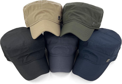 Polyester Water Resistant Military Caps for Men Quick Dry Cadet Hats for Women Army Cap Flat Top Dad Hat