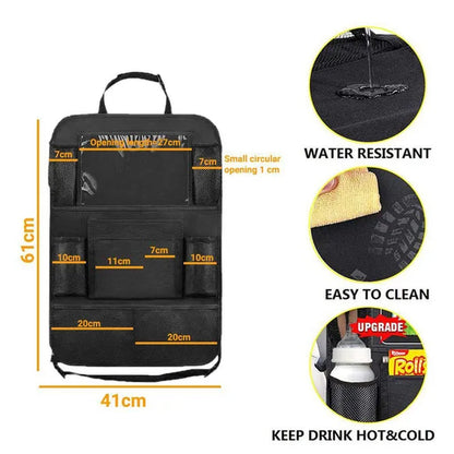 Car Backseat Organizer with Touch Screen Storage Pockets Cover Car Seat Back Protectors for Travel Trip Kids Car Accessories