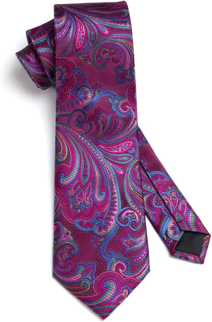 Ties for Men Paisley Tie and Pocket Square Woven Classic Floral Mens Ties Handkerchief Set Wedding Party Necktie